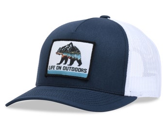 Life On Outdoors Trucker Hat - Snapback Mesh Trucker Hat - Camping, Hiking, Fishing, Hunting, Country Outdoor Lifestyle Caps