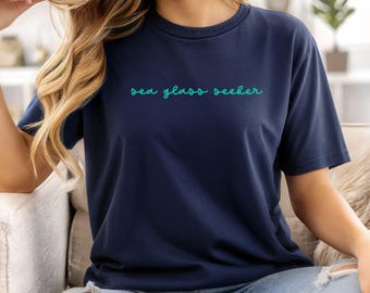 Sea Glass Seeker T-Shirt, Coastal Summer Tee, Beachcomber Shirt, Ocean Lover Gift, Beach Vacation Graphic Tee
