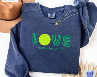 Comfort Colors Custom Tennis Team Club Sweatshirt, Personalized Tennis Crewneck, Team Spirit Shirt, Gift for Tennis Player, Tennis Mom
