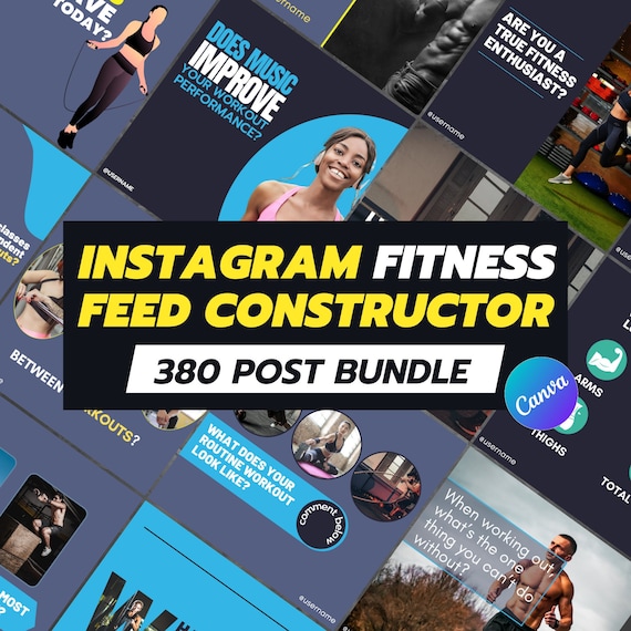 380 Fitness Instagram Bundle Motivational Fitness Quotes Engaging Fitness Questions Fitness Facts Canva Template Instagram Template