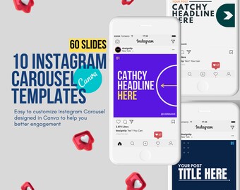 Instagram Carousel Post Template Canva Templates Social Media Posts Slideshow, Instagram Templates for Canva, IG Slider Swipe Instagram