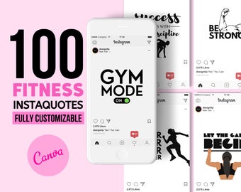 Citas de fitness Publicaciones de Instagram MotivaciónFrases de entrenamiento Cita de fitness Plantilla de Canva Citas editables de Canva Citas de gimnasio Publicación de Instagram