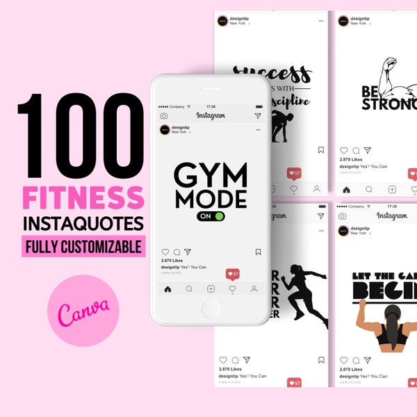 Fitness Quotes Instagram Posts MotivationalWorkout Quotes Fitness Quote Canva Template Canva Editable Quotes Gym Quotes  Instagram Post