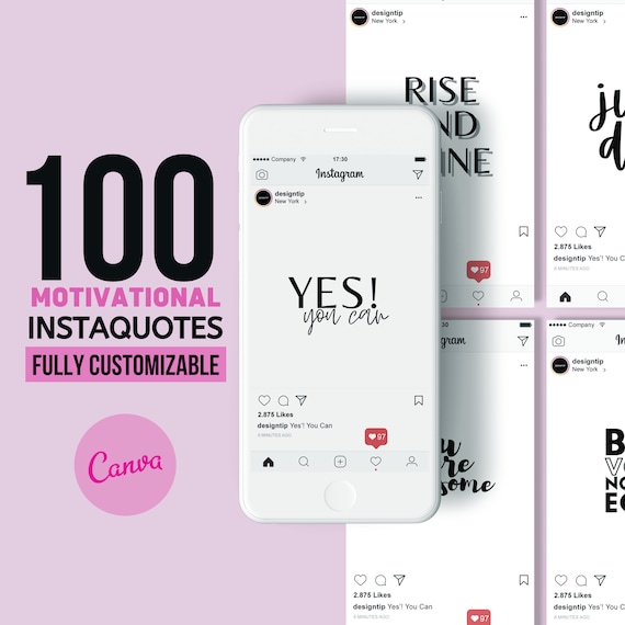 100 Editable Instagram Post Quotes  White Edition  Social Media Quotes  Instagram Quotes Bundle  Inspirational Quoets  Canva Templates