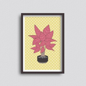 Aglaomena - Red Majesty - A3 Giclée Print - Wall Art - Surrealist Pop Art - Naive Botanical Art