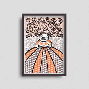 Ogni Riccio Un Caprioccio - Brown & Orange - A3 Giclée Print - Wall Art - Surrealist Pop Art