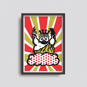 Zeus - Red & Tussok - A3 Giclée Druck - Wandkunst - Surrealistische Griechische Gute Pop Art