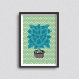 Hosta - Canadian Blue - A3 Giclée Print - Wall Art - Surrealist Pop Art - Naive Botanical Art