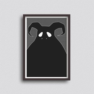 Melancholy - Grey - A3 Giclée Print - Wall Art - Halloween Pop Surrealism Creepy Monsters - Pop Art