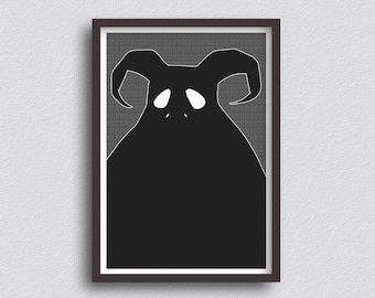 Melancholy - Grey - A4 A3 A2 Giclée Print - Wall Art - Halloween Pop Surrealism Creepy Monsters - Pop Art