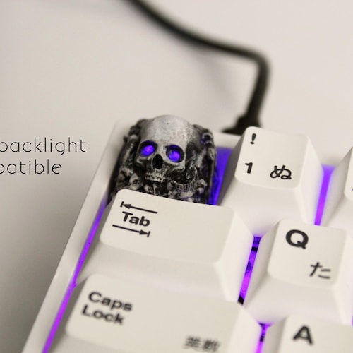 Tecla con diseño de calavera y huesos / Colección de teclas artesanales de Halloween para teclado mecánico Cherry MX