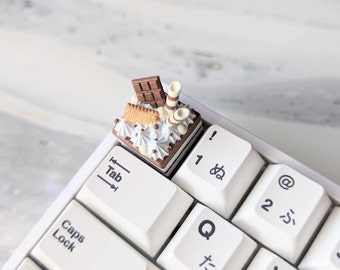 Chocolate Cake Dessert Artisan Keycap | Cute Miniature Food Key for Cherry MX Mechanical Keyboard