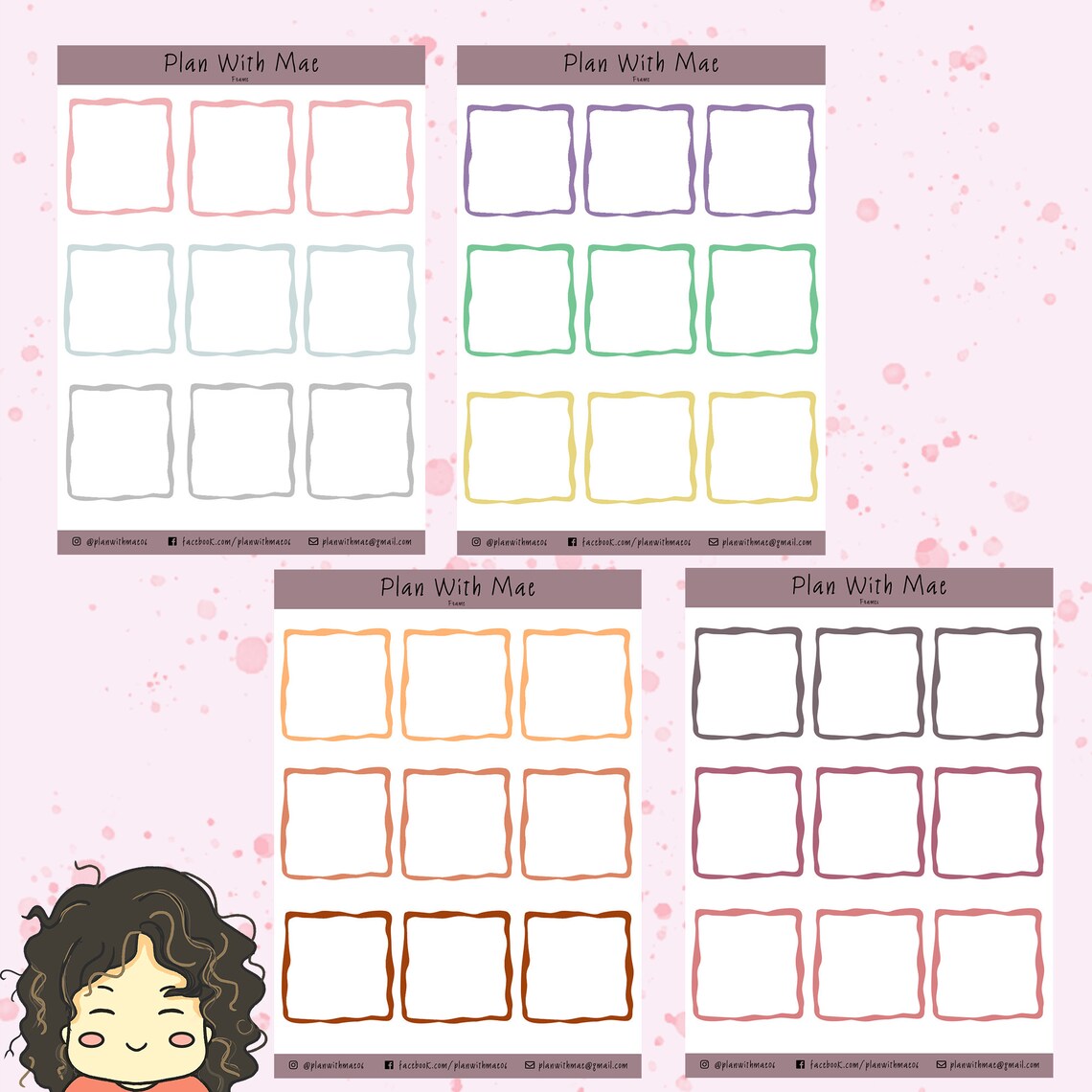 Printable Sticker Sheet Frame Stickers Box Sticker | Etsy