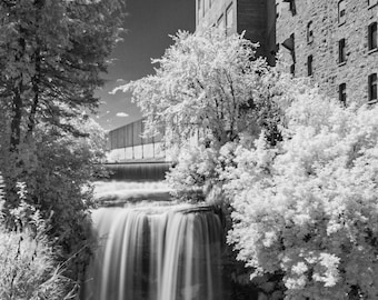 Waterfall, Black and White, Minnesota