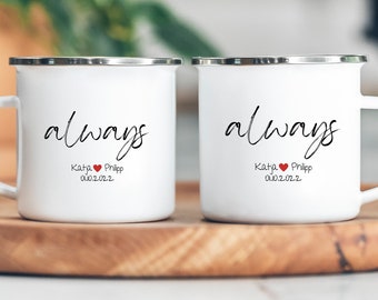 Siempre - Paquete de tazas de boda - Boda - Tazas - Personalizado - Sr. y Sra. - Regalo - Compromiso - Fecha de boda - Aniversario de boda