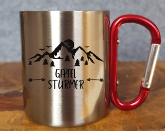 Gipfel Stürmer - Customizable Cup - Gift - Carabiner Hook - Travel - Hiking - Climbing - Nature - Outdoor - Camping - Mountains