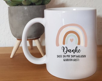 Danke, dass du mir beim wachsen geholfen hast Tasse - personalisierbar - Geschenk - Schwester - Bruder - Oma - Opa - Babysitter - Erzieher