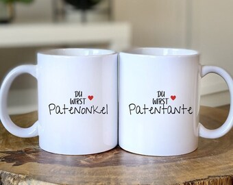 Du wirst Patenonkel / Patentante - Tasse - Paten - Patenkind - Taufe - Taufpaten - Geschenk - Taufgeschenk - Freund - Freundin - Emaille