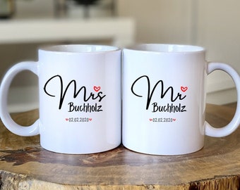 Hochzeit - Personalisierbare Tasse - Ehepaar - Ehemann - Ehefrau - Freund - Freundin - Geschenk - Hochzeitsgeschenk - personalisiert - Mug