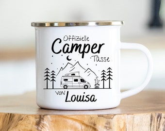 Personalised mug, camping, motorhome, gift, caravan, hiking, various colours, various mugs, enamel, stainless steel