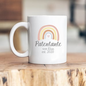 Godmother - personalized cup - christening - gift - godmother - name - year - rainbow - rainbow - niece - girlfriend