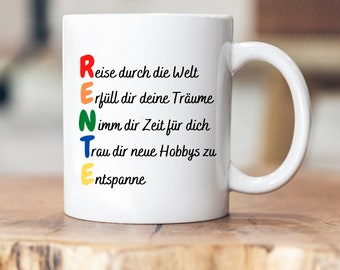 Tasse Rentner - Tasse Rentnerin - Keramik - Emaille - Ruhestand - Rente