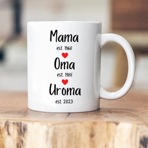 mom est 1960 - Granny est. 1985 - great-grandmother est. 2021 - personalized mug - pregnancy - announcement - gift - gift idea