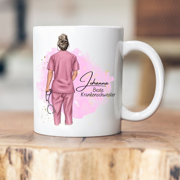 Personalisierbare Tasse - Krankenschwester - Ärztin - Geschenk - Name -Kollegin -