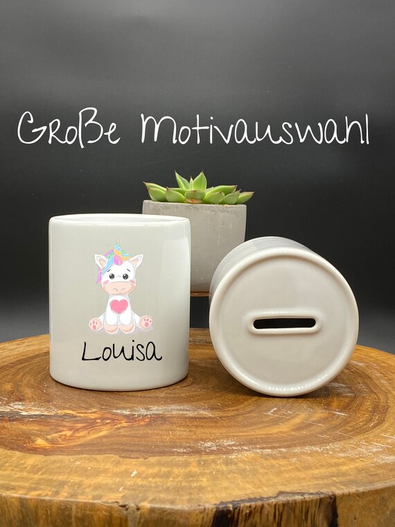 Salvadanaio personalizzato con nome ceramica salvadanaio bambini animali  regalo compleanno iscrizione scolastica battesimo nascita -  Italia