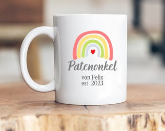 Godfather - personalized mug - rainbow - baptism - name - year - godfather - friendship - brother - nephew