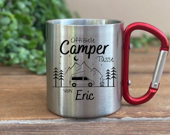 Personalized mug - enamel - stainless steel - mountain silhouette - outdoor - hiking - gift - camper