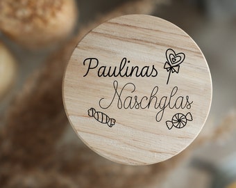 Personalized storage jar - storage jar - 4 sizes - wooden lid - customizable - gift for friend/mom/midwife - cookie jar