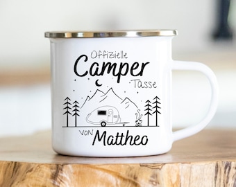 Taza personalizada - esmalte - acero inoxidable - silueta montaña - exterior - senderismo - regalo - camper