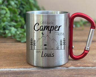 Personalized mug - enamel - stainless steel - mountain silhouette - outdoor - hiking - gift - camper