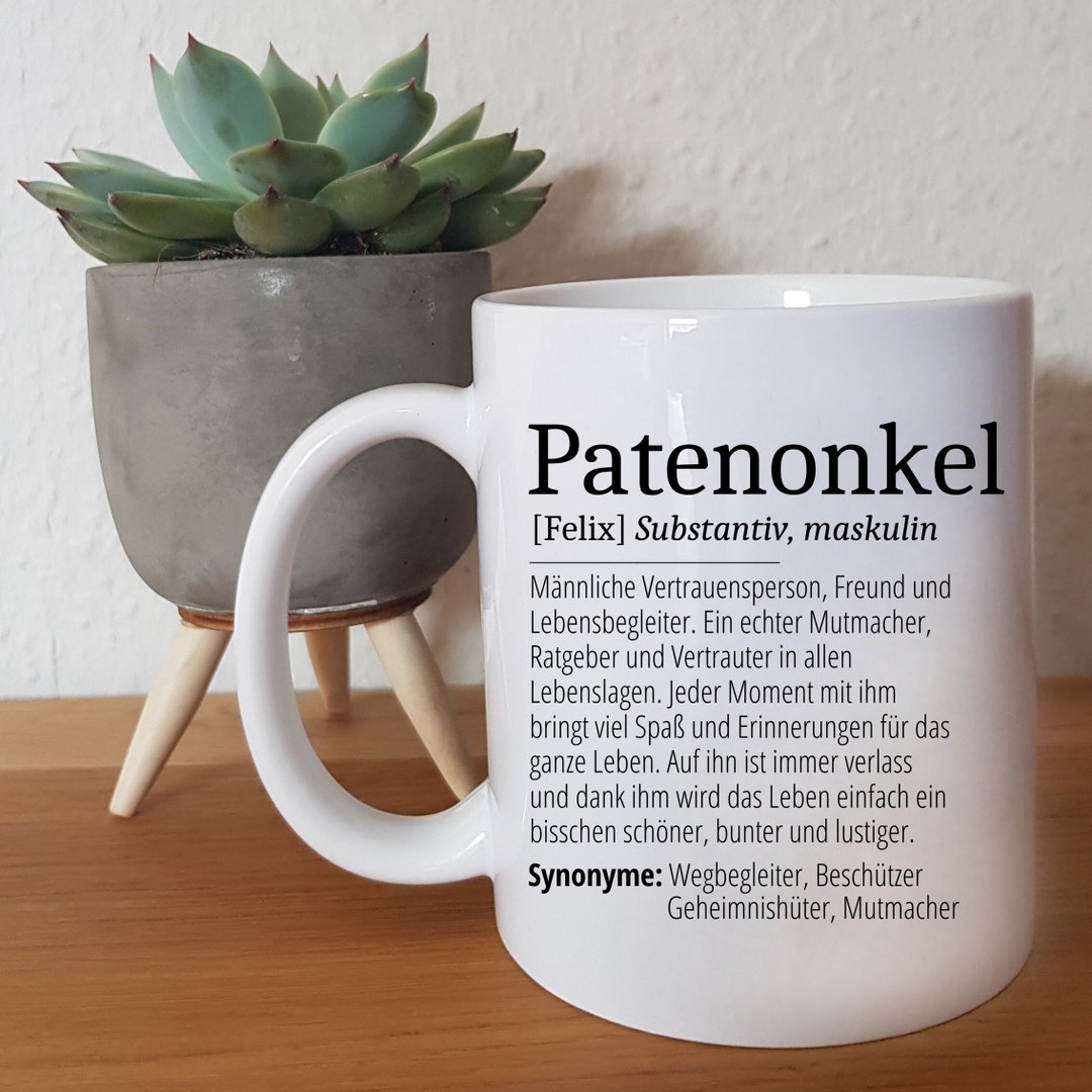WarmherzIch Kaffeebecher "Glück Ist..." - Personalisierte Tasse Für Patenonkel, Bruder & Freunde (Weiß-Bordeaux, 330 Ml)