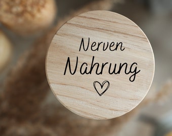 Personalized storage jar - storage jar - 4 sizes - wooden lid - customizable - gift for friend/mom/midwife - cookie jar