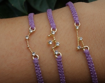Pulsera del zodíaco • Pulsera con signo zodiacal • Joyería de constelaciones • Ajustable • Joyería minimalista • Regalo para ella