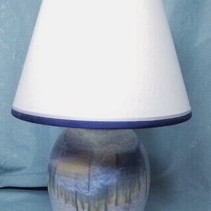 Small Glazed Ceramic Handmade Table Lamp, Signed, 16 in tall