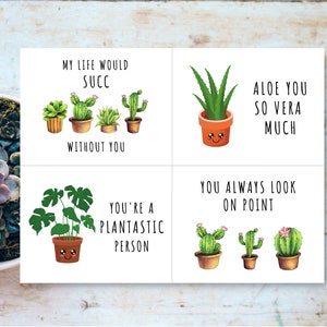 Tarjetas lindas de juego de palabras de plantas, tarjeta imprimible del día de San Valentín, tarjeta amante de las plantas para amigos, tarjeta de plantas divertidas, tarjeta de amor de parejas, postal de plantas divertidas
