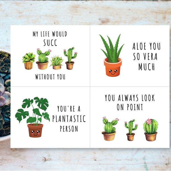 Cute Plant Pun Cards, Printable Valentines Day Card, Plant Lover Card for Friends, Funny Plant Card, Couples Love Card, Funny Plant Postcard