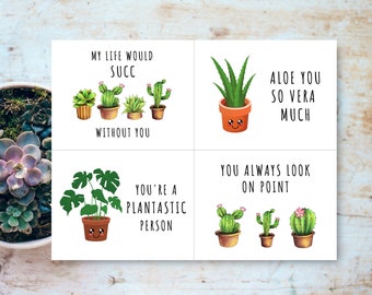 Cute Plant Pun Cards, Printable Valentines Day Card, Plant Lover Card for Friends, Funny Plant Card, Couples Love Card, Funny Plant Postcard