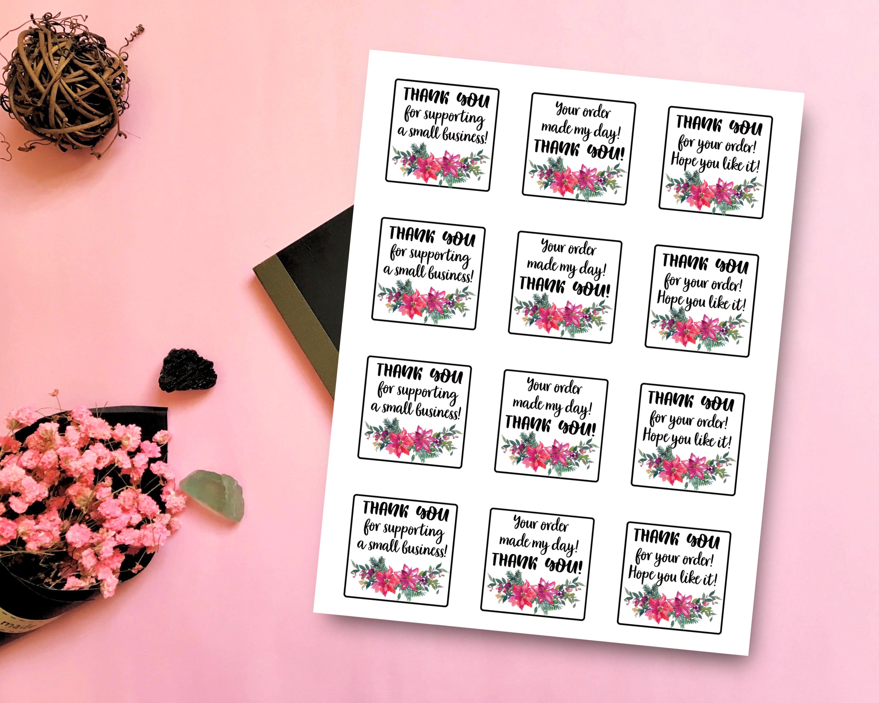 printable thank you stickers thank you for supporting small etsy