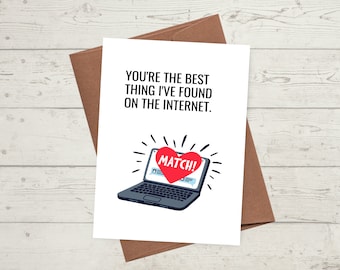 Beste wat ik heb gevonden op de internetkaart, grappige Tinder Bumble Hinge Card, Online Dating Couples Card, We zijn een Match Card, Verjaardag