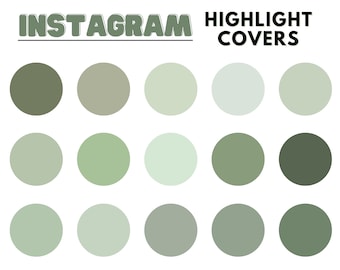 Green Instagram Highlight Covers, Matcha Editable Icons, Olive Mint Green Instagram Story, Story Highlights, Social Media Icons,Solid Covers