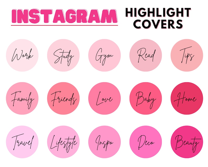 Pink Instagram Highlight Covers, Editable Highlight Icons, Shades of Pink, Story Highlights, Social Media Icon, Solid Pink Covers, Blush image 2