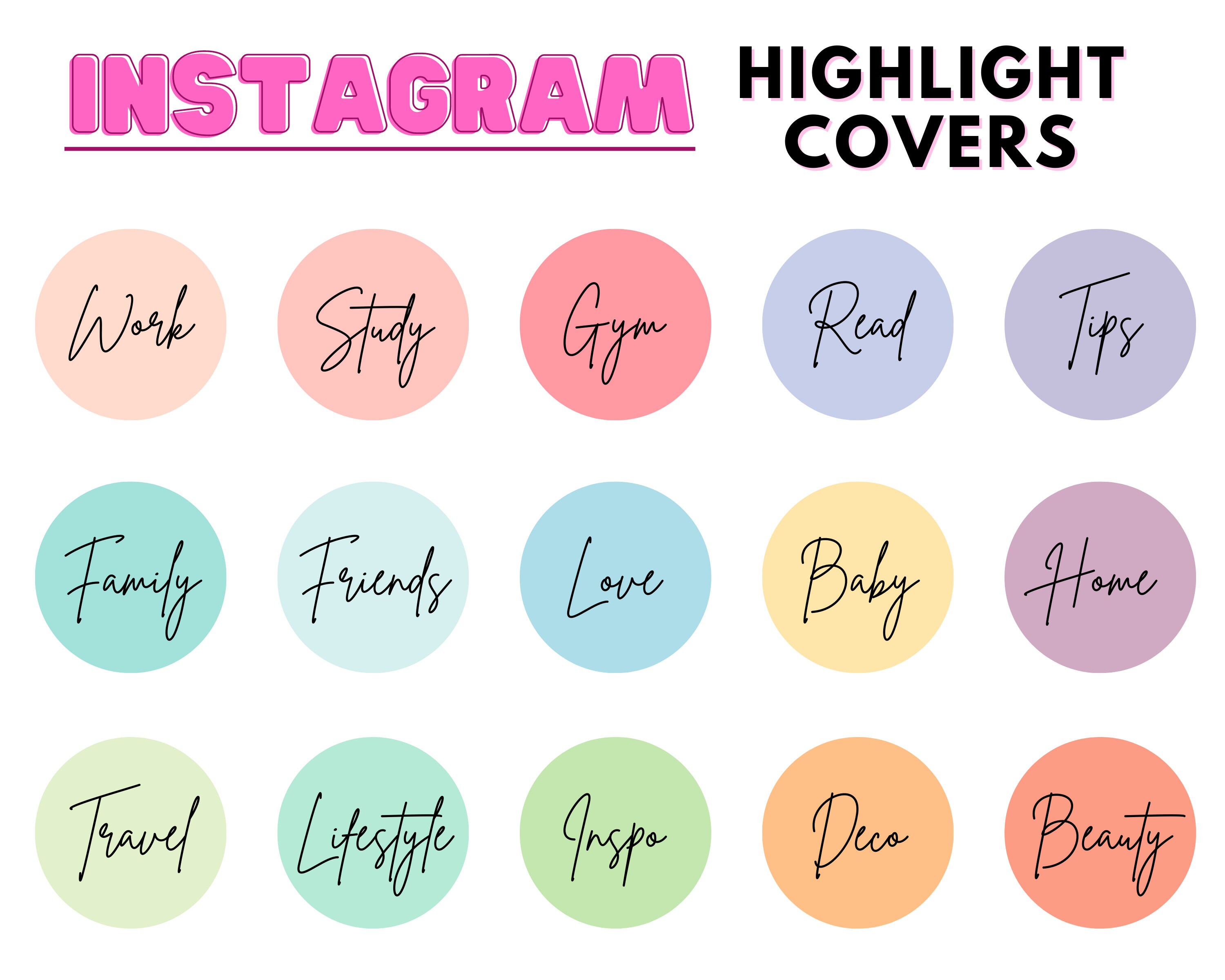 Pastel Instagram Highlight Covers, Editable Highlight Icons, Instagram ...