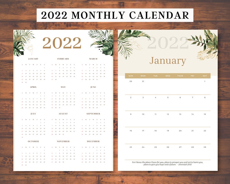 bible verses 2022 calendar printable 12 month planner instant etsy
