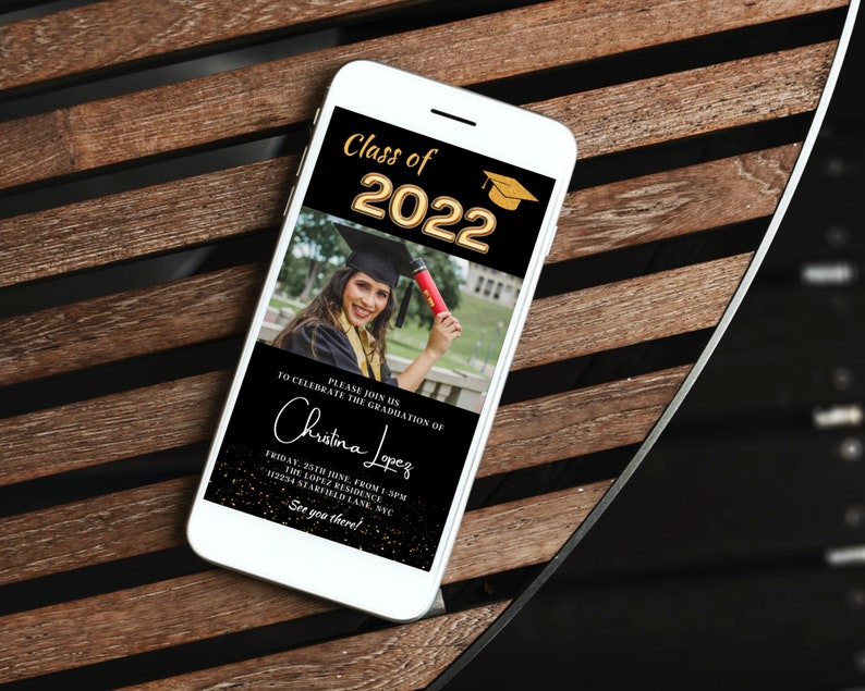Smartphone 2022 Graduation Party Invitation Photo Electronic Etsy