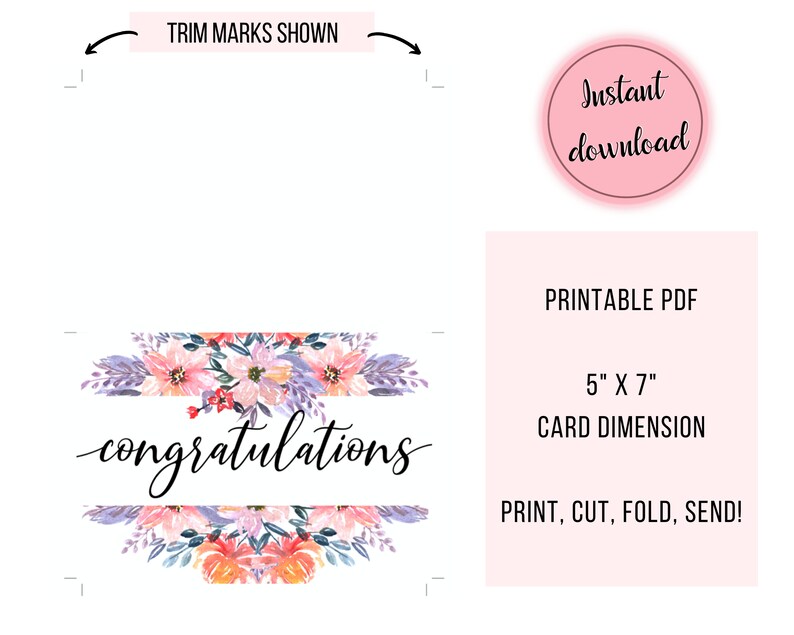 Printable Congratulations Greeting Card Printable Wedding | Etsy