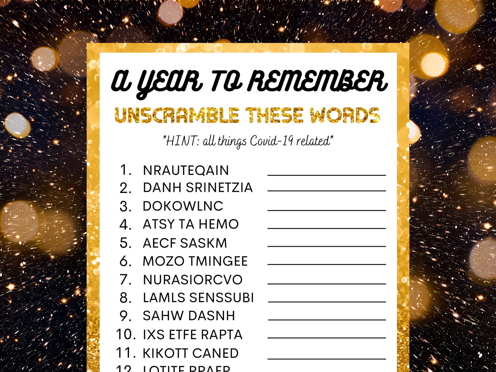 new years eve word scramble game new years printable games